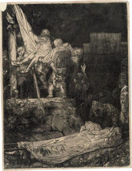 The Descent From The Cross By Torchlight Oil Painting by Rembrandt Van Rijn