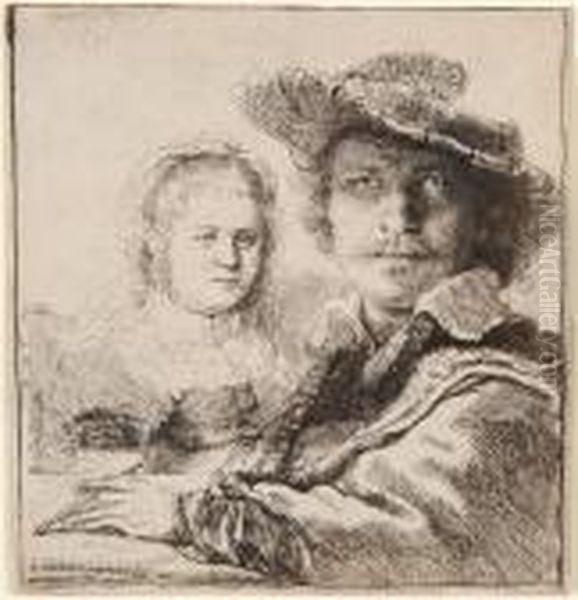 Self Portrait With Saskia Oil Painting by Rembrandt Van Rijn