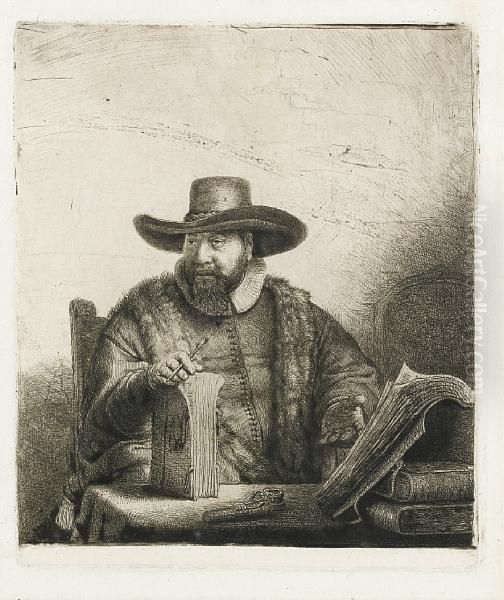 Cornelis Claesz. Anslo, Preacher (bartsch 271) Oil Painting by Rembrandt Van Rijn