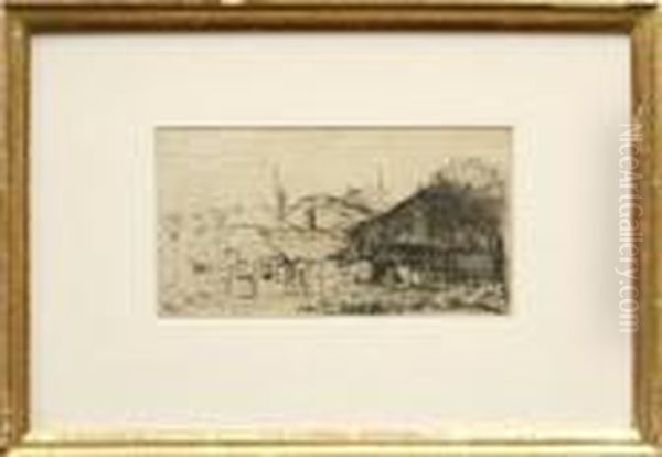 Landscape With Cottages Oil Painting by Rembrandt Van Rijn