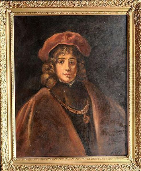 Retrato De Joven, Oleo Sobre Tela. Oil Painting by Rembrandt Van Rijn