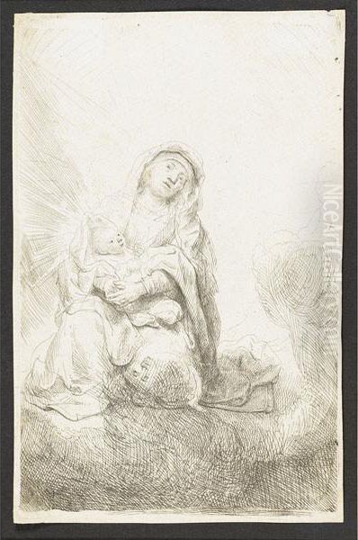 The Virgin And Child In The Clouds Oil Painting by Rembrandt Van Rijn