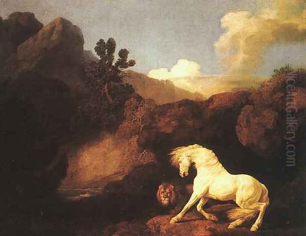 A Horse Frightened by a Lion 1770 Oil Painting by George Stubbs