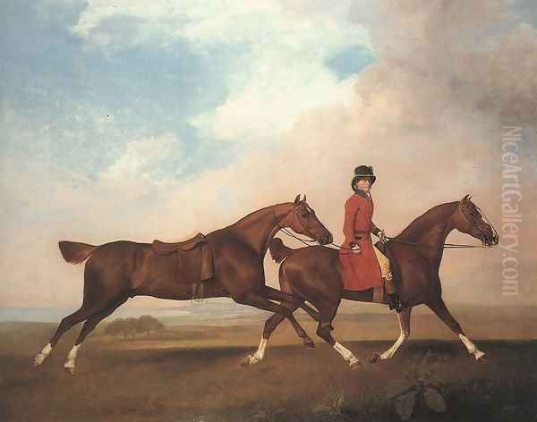 William Anderson with Two Saddle-horses 1793 Oil Painting by George Stubbs