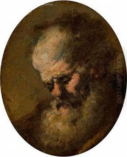 Kleines Ovalbildnis Eines Bartigen Mannes Oil Painting by Rembrandt Van Rijn