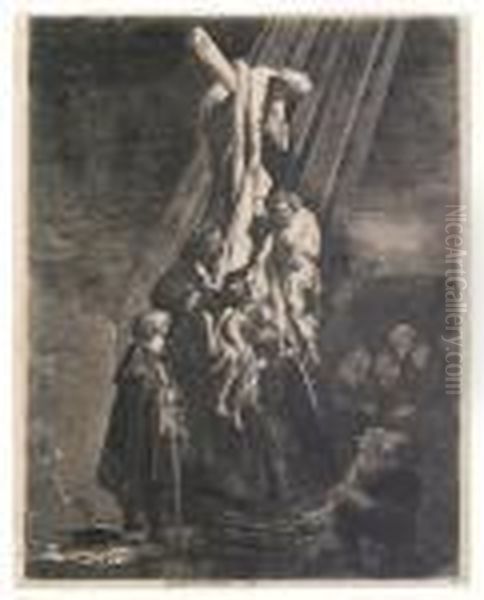 The Descent From The Cross: Second Plate. Oil Painting by Rembrandt Van Rijn