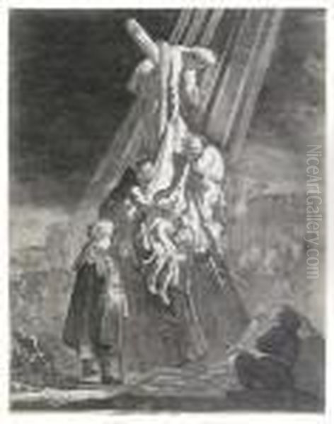 The Descent From The Cross: Second Plate. Oil Painting by Rembrandt Van Rijn