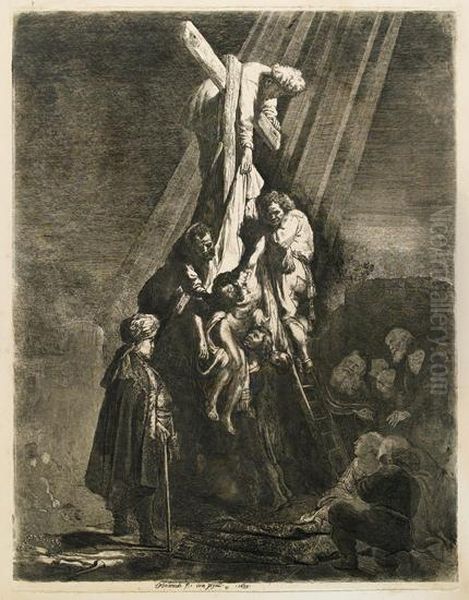 The Descent From The Cross: Second Plate. Oil Painting by Rembrandt Van Rijn