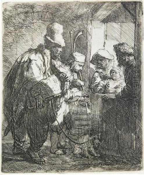 The Strolling Musicians. Oil Painting by Rembrandt Van Rijn