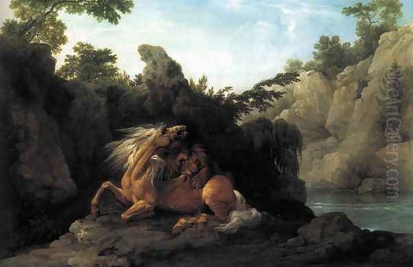 Lion Devouring a Horse 1763 Oil Painting by George Stubbs