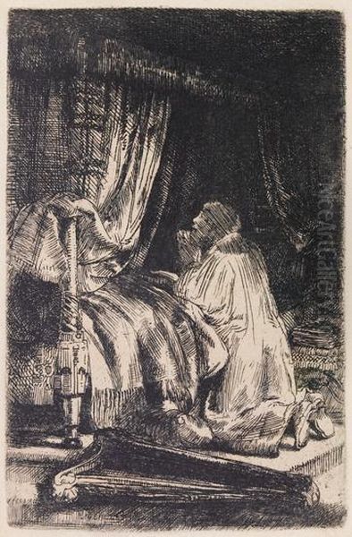 David At Prayer. Oil Painting by Rembrandt Van Rijn