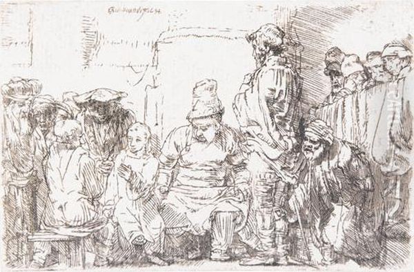 Christ Seated Disputing With The Doctors. Oil Painting by Rembrandt Van Rijn