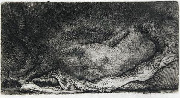 Negress Lying Down. Oil Painting by Rembrandt Van Rijn