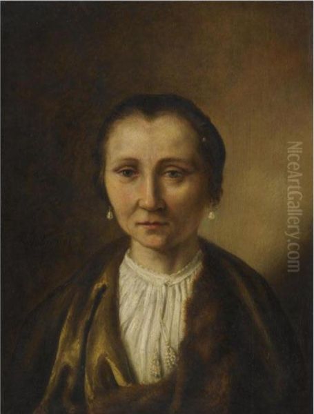 Portrait Of An Elderly Lady Head And Shoulders Oil Painting by Rembrandt Van Rijn