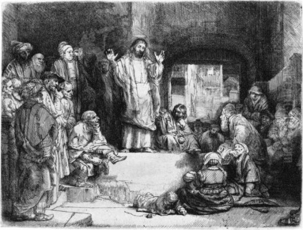 Christ Preaching Oil Painting by Rembrandt Van Rijn