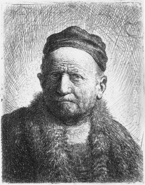 Man Wearing A Close Cap: Bust Oil Painting by Rembrandt Van Rijn