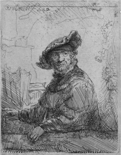 Man In An Arbor Oil Painting by Rembrandt Van Rijn