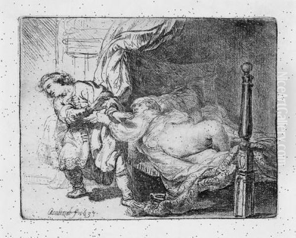 Joseph Und Potiphars Weib Oil Painting by Rembrandt Van Rijn