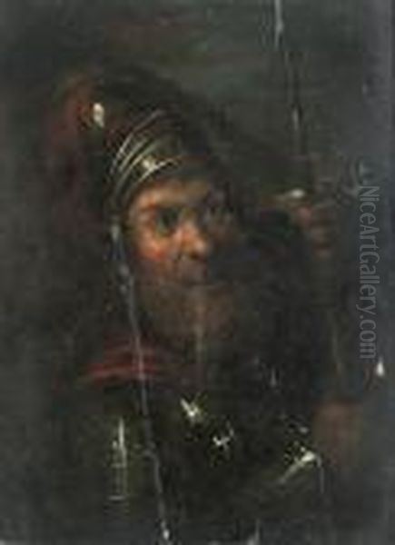 A Soldier Holding A Spear Oil Painting by Rembrandt Van Rijn