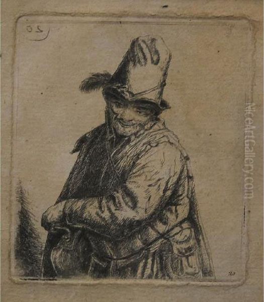 An Etching Of An Actor Oil Painting by Rembrandt Van Rijn