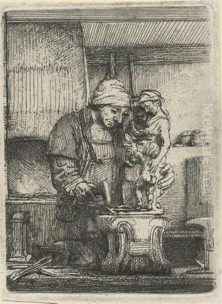 A Goldsmith Oil Painting by Rembrandt Van Rijn