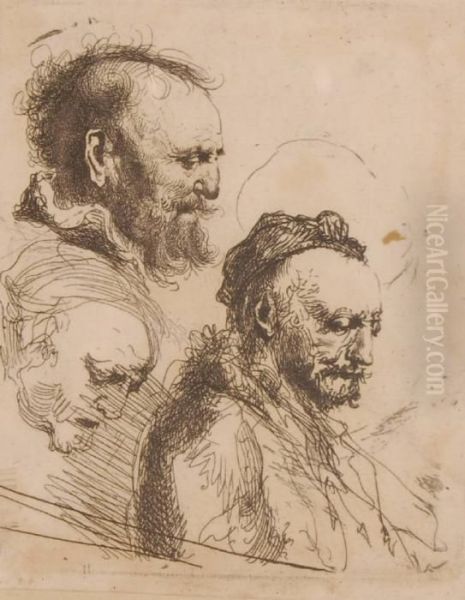 After Rembrandt Etching Oil Painting by Rembrandt Van Rijn