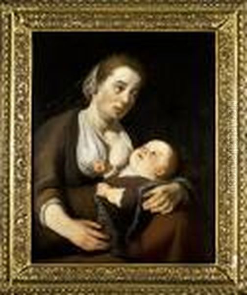 Donna Che Allatta Un Bambino Oil Painting by Rembrandt Van Rijn