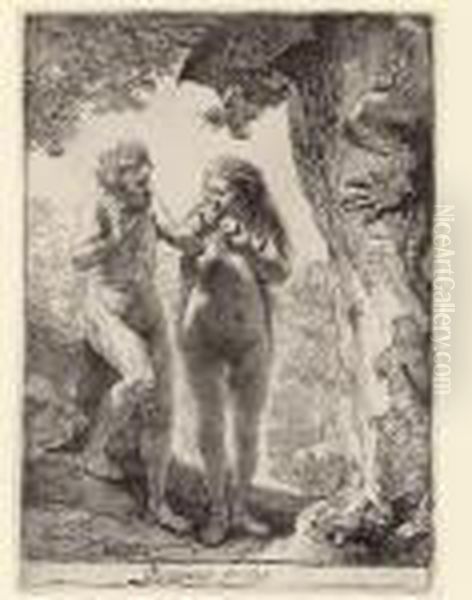 Adam And Eve Oil Painting by Rembrandt Van Rijn