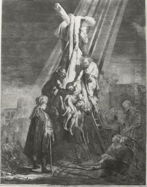 The Descent From The Cross: Second Plate Oil Painting by Rembrandt Van Rijn