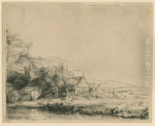 Landscape With A Cow Oil Painting by Rembrandt Van Rijn