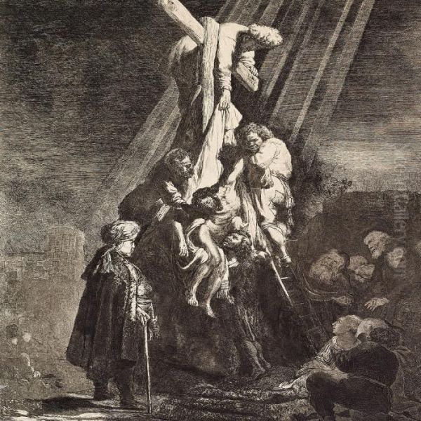 The Descent Fromthe Cross, The Second Plate Oil Painting by Rembrandt Van Rijn