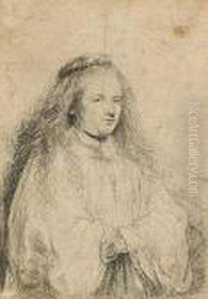 The Little Jewish Bride (saskia As Saintcatherine) Oil Painting by Rembrandt Van Rijn