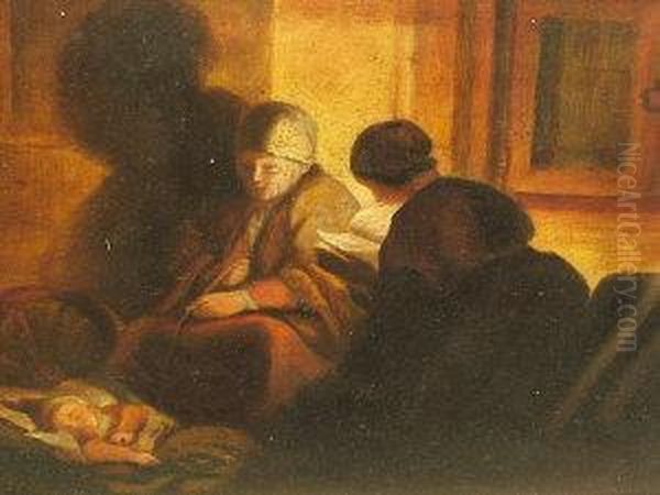 Figures In An Interior Oil Painting by Rembrandt Van Rijn