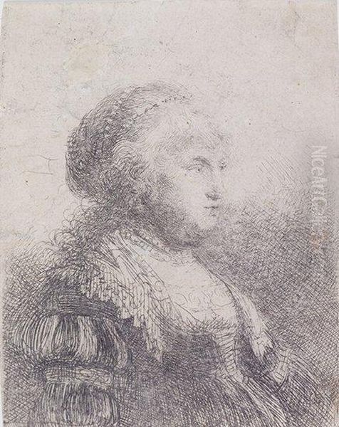 Saskia With Pearls In Her Hair by Rembrandt Van Rijn