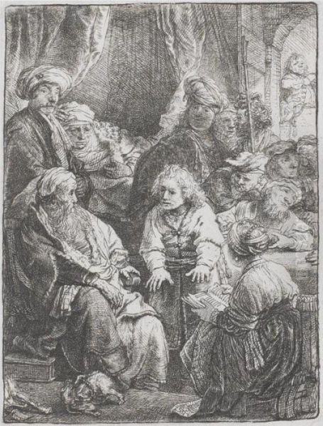 Joseph Telling His Dreams (b., Holl. 35; H. 160; Bb.38-e) Oil Painting by Rembrandt Van Rijn