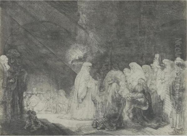 The Presentation In The Temple (b., Holl. 49; H. 162;bb.40-1) Oil Painting by Rembrandt Van Rijn