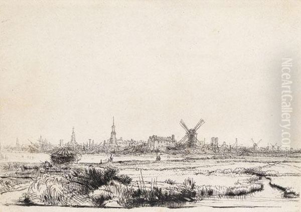 Ansicht Von Amsterdam Oil Painting by Rembrandt Van Rijn