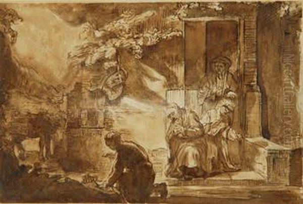 Escena Biblica Oil Painting by Rembrandt Van Rijn