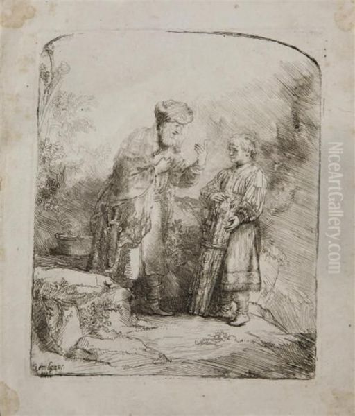 Abraham Et Isaac Oil Painting by Rembrandt Van Rijn