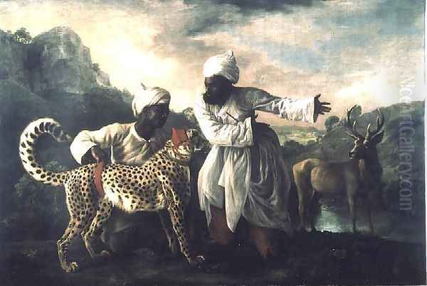 Cheetah and Stag with two Indians, c.1765 Oil Painting by George Stubbs