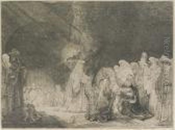 The Presentation In The Temple: Oblong Plate Oil Painting by Rembrandt Van Rijn