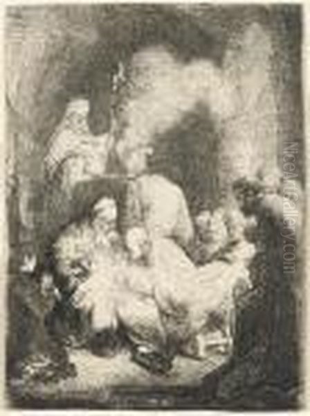 The Circumcision: Small Plate Oil Painting by Rembrandt Van Rijn