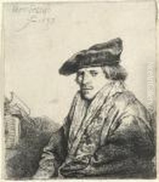 A Young Man In A Velvet Cap Oil Painting by Rembrandt Van Rijn