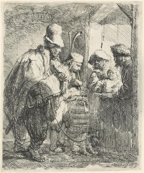 The Strolling Musicians (b., Holl. 119; H. 142) Oil Painting by Rembrandt Van Rijn