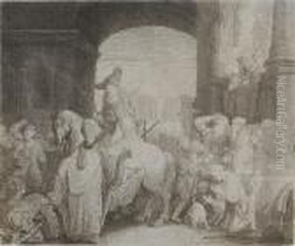 The Triumph Of Mordechai (bartsch 40) Oil Painting by Rembrandt Van Rijn