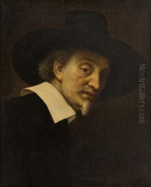 Herrenportrait Im Dreiviertelprofil Oil Painting by Rembrandt Van Rijn