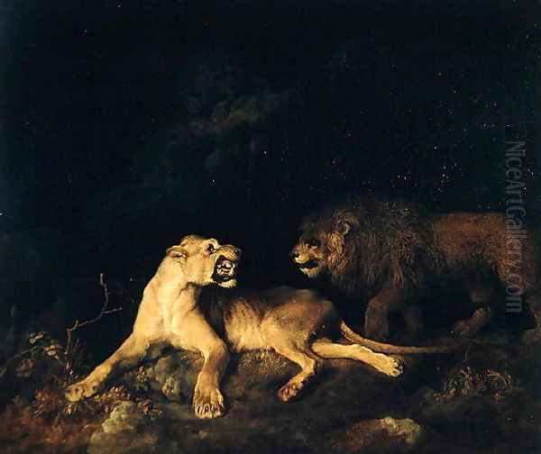 Lion and Lioness Oil Painting by George Stubbs