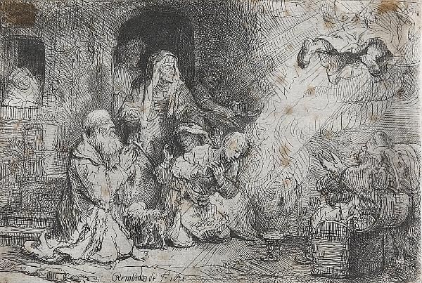 The Angel Departing From The Family Oftobias Oil Painting by Rembrandt Van Rijn