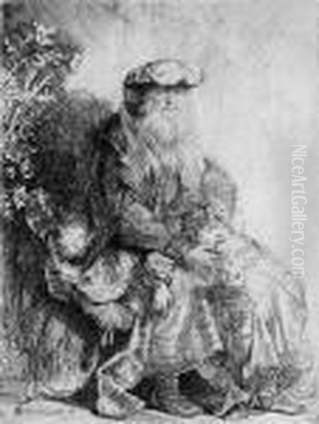 Abraham Isaak Liebkosend Oil Painting by Rembrandt Van Rijn