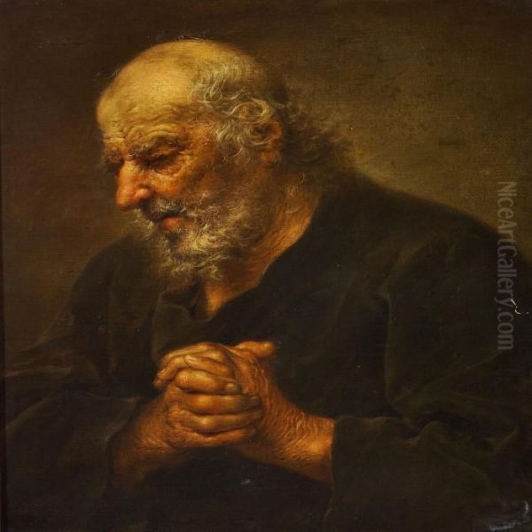 An Old Man Praying Oil Painting by Rembrandt Van Rijn